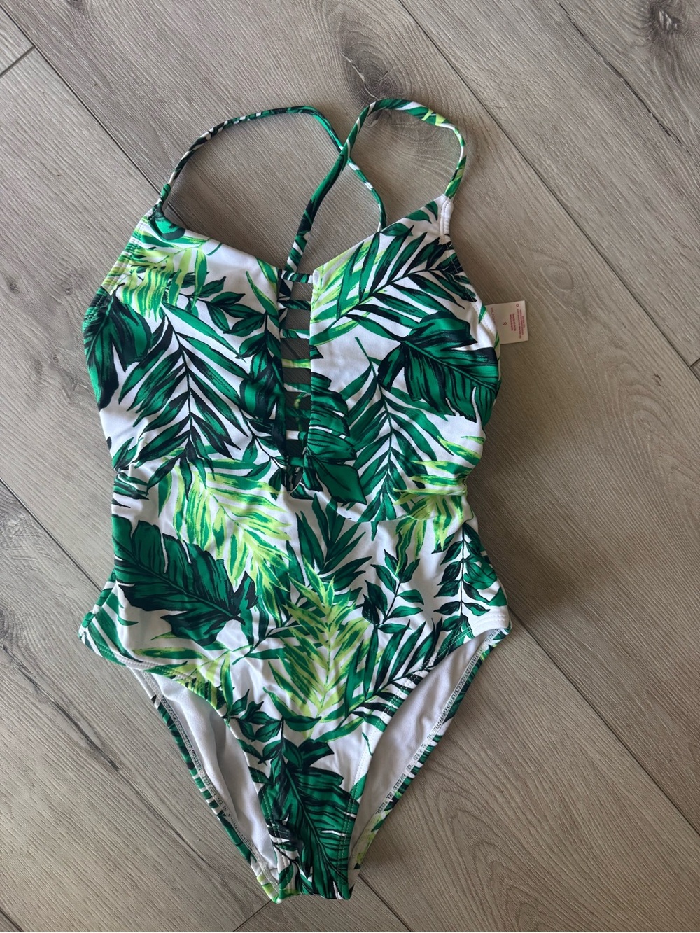 Xhilaration women’s Green Tropical Leaf One-Piece Swimsuit